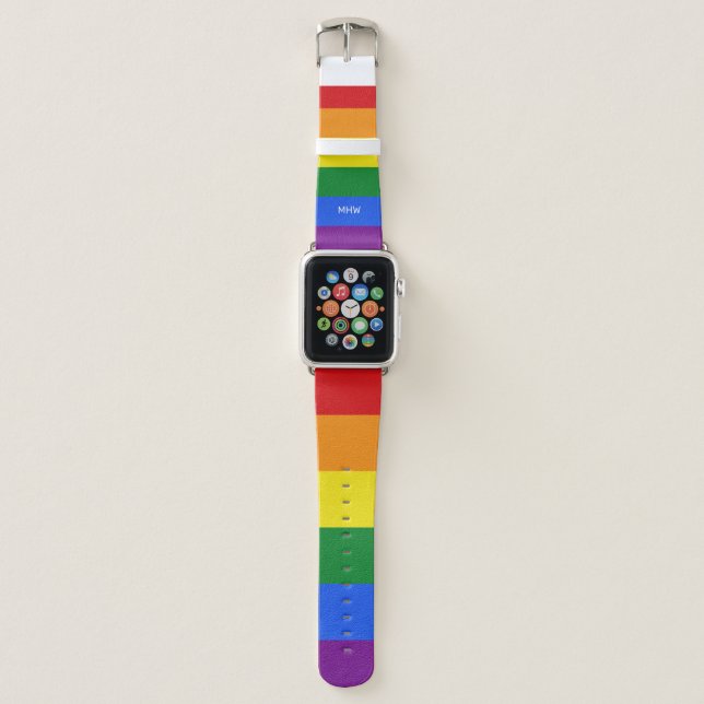 Rainbow Flag custom monogram Apple Watch Band (Front)
