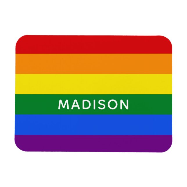 Rainbow Flag custom name magnet (Horizontal)