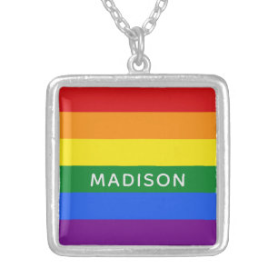 Rainbow Flag custom name necklace