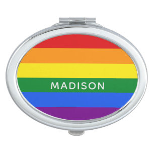 Rainbow Flag custom name pocket mirror