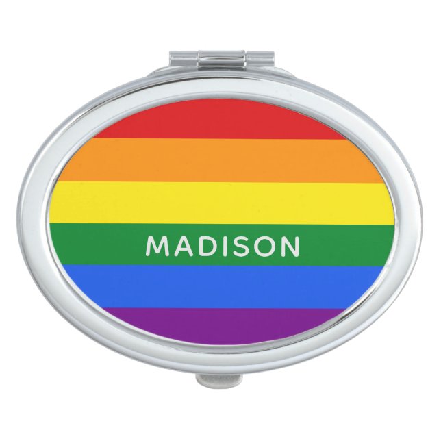 Rainbow Flag custom name pocket mirror (Front)