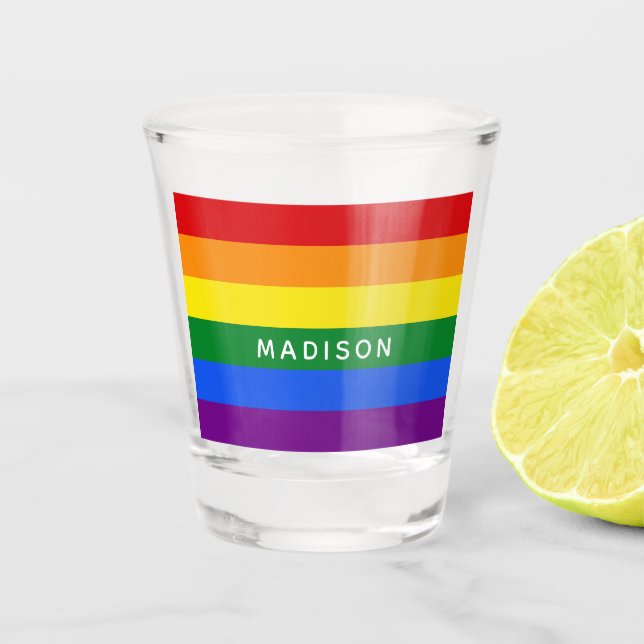 Rainbow Flag custom name shotglass Shot Glass (Front)