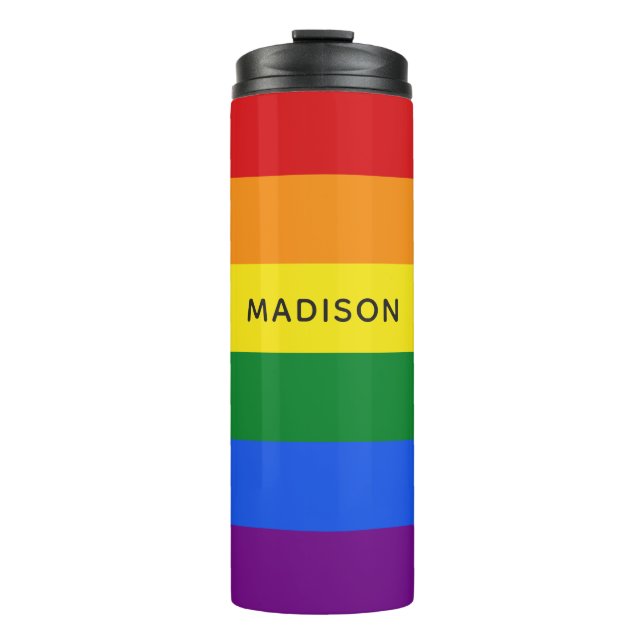 Rainbow Flag custom name tumbler (Front)