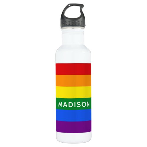 Rainbow Flag custom name water bottles