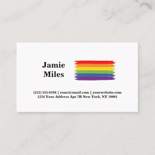 Rainbow Flag Customizable Minimalist  Business Card (Front)