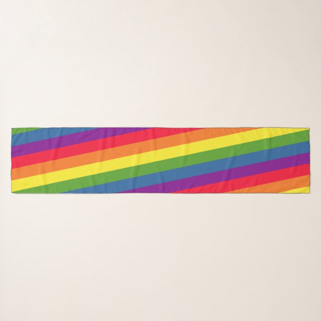 Rainbow Flag Diagonal Gay Pride Celebration Scarf (Front (Horizontal))