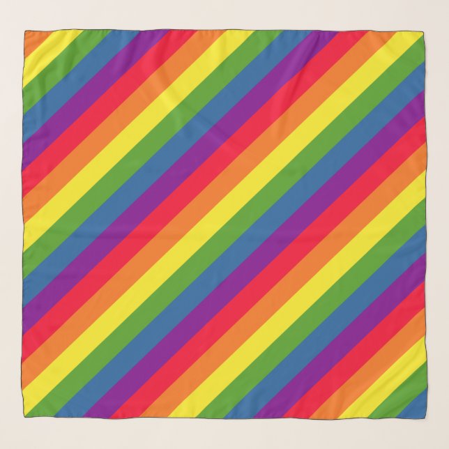 Rainbow Flag Diagonal Stripes Pride Celebration Scarf (Front (Horizontal))