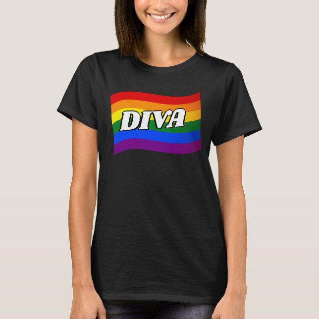 Rainbow Flag DIVA fabulous Gay Pride LGBT LGBTQ T-Shirt (Front)
