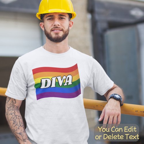 Rainbow Flag DIVA fabulous Gay Pride LGBT LGBTQ T_Shirt