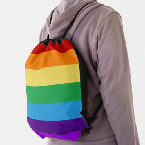 Rainbow flag drawstring bag