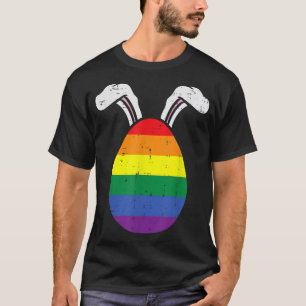 Rainbow Flag Egg Bunny Ears Gay Pride Easter LGBT T-Shirt
