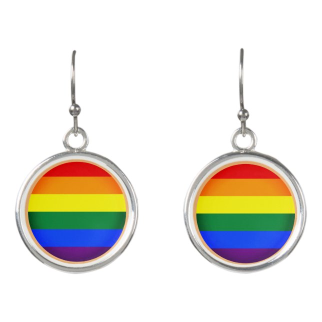 Rainbow Flag & Fashion Pride / Love Valentines Earrings (Front)