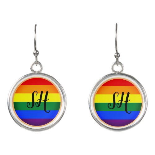 Rainbow Flag  Fashion Pride  monogrammed  Love Earrings