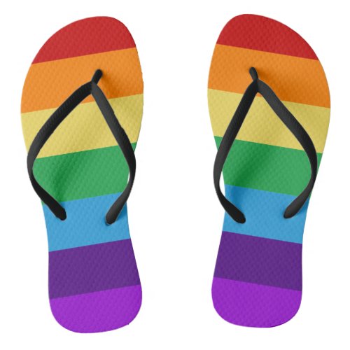 Rainbow flag flip flops