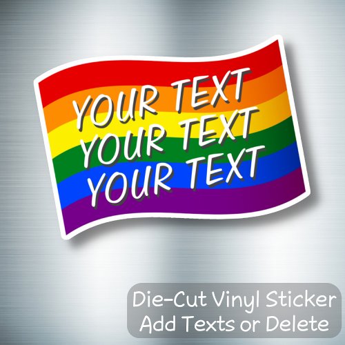 Rainbow Flag Flying Gay Pride Custom Text LGBTQ Sticker