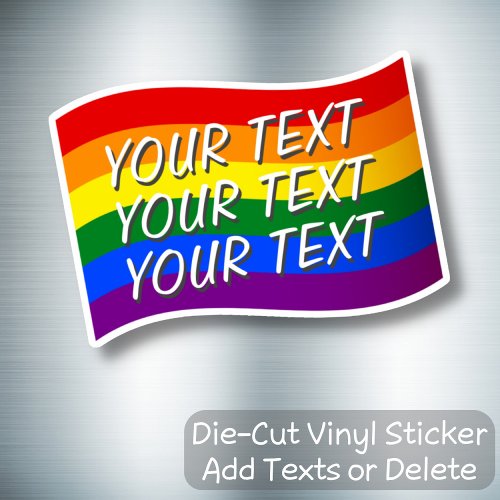 Rainbow Flag Flying Gay Pride Custom Text LGBTQIA+ Sticker