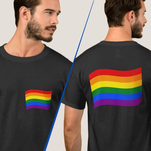 Rainbow Flag Flying Gay Pride LGBTQ 2 Side Print T_Shirt