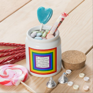 RAINBOW FLAG FRAME + your sign or image Candy Jar