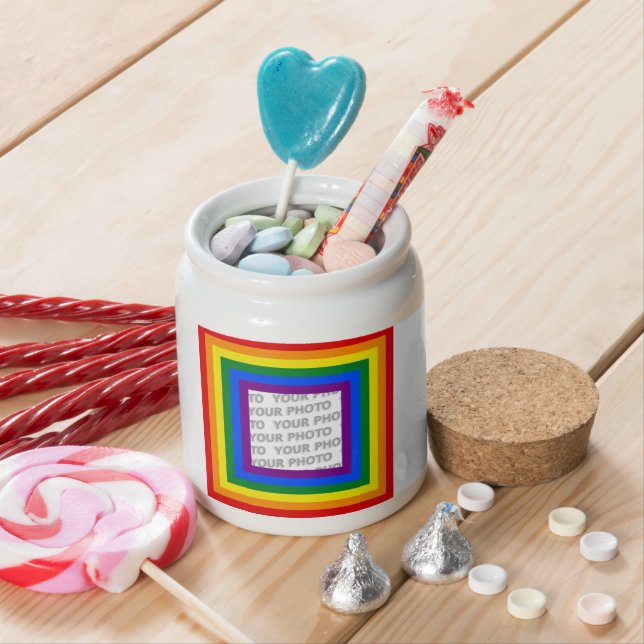 RAINBOW FLAG FRAME + your sign or image Candy Jar (In Situ)