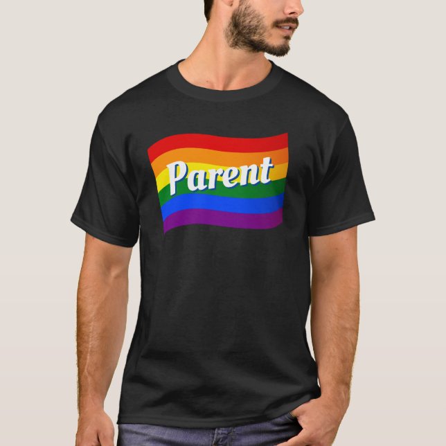 Rainbow Flag Gay Dad Lesbian Mom gay parent LGBTQ T-Shirt (Front)