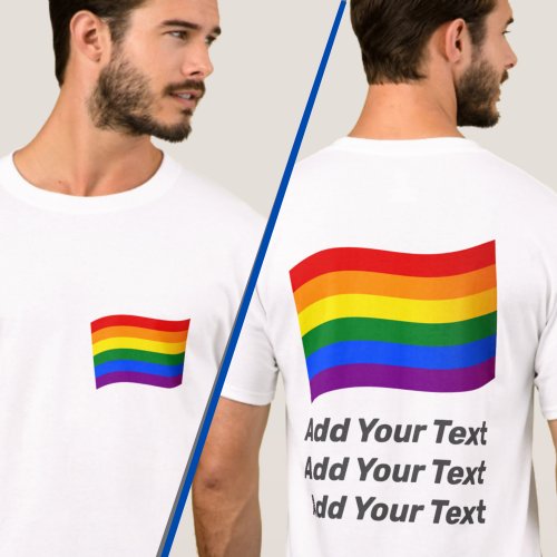 Rainbow Flag Gay Pride 2_Side Printing Custom Text T_Shirt