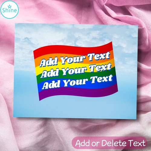 Rainbow Flag Gay Pride custom text up to 3 lines Postcard