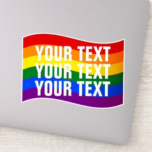 Rainbow Flag Gay Pride custom text up to 3 lines Sticker
