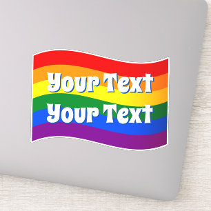 Rainbow Flag Gay Pride custom text up to 3 lines Sticker