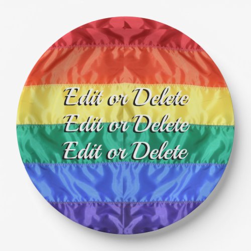 Rainbow Flag Gay Pride LGBT LGBTQ custom text Paper Plates