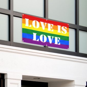 Rainbow Flag Gay Pride LGBT Love is Love Banner | Zazzle