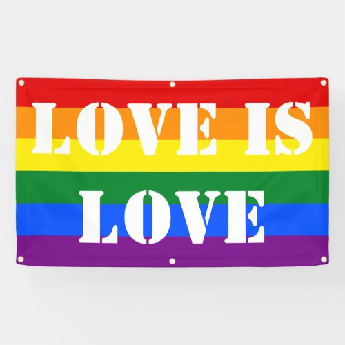 Rainbow Flag Gay Pride LGBT Love is Love Banner