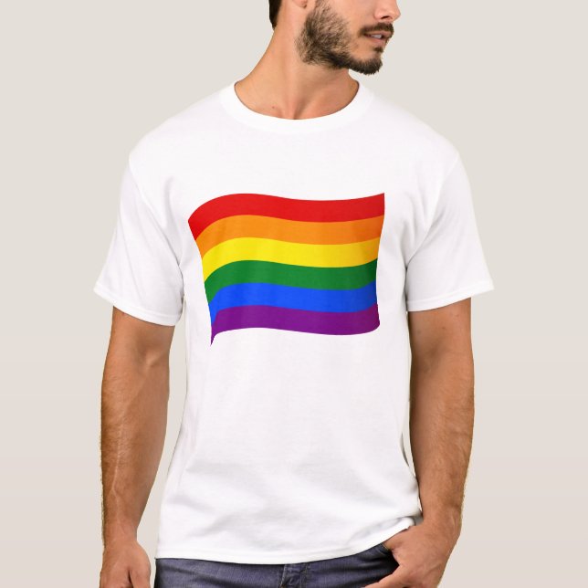 Rainbow Flag Gay Pride LGBT Love is Love LGBTQ T-Shirt (Front)