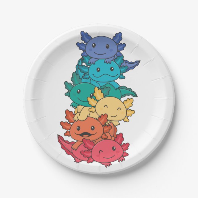 Rainbow Flag Gay Pride Lgbtq Axolotl Paper Plates (Front)
