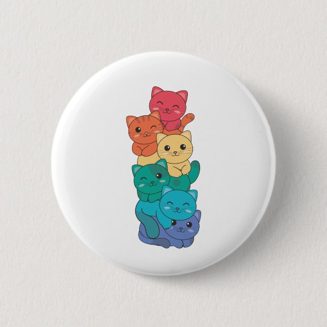 Rainbow Flag Gay Pride Lgbtq Cats Cute Cat Button (Front)