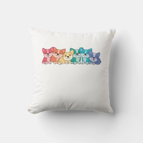 Rainbow Flag Gay Pride Lgbtq Corgi Cute Dogs Throw Pillow