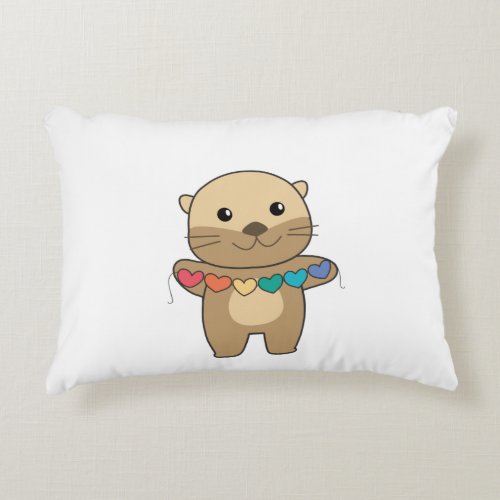 Rainbow Flag Gay Pride Lgbtq Heart Otter Accent Pillow