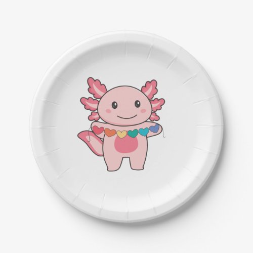 Rainbow Flag Gay Pride Lgbtq Hearts Axolotl Paper Plates