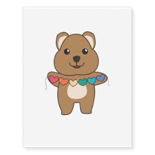 Rainbow Flag Gay Pride Lgbtq Hearts Quokka Temporary Tattoos
