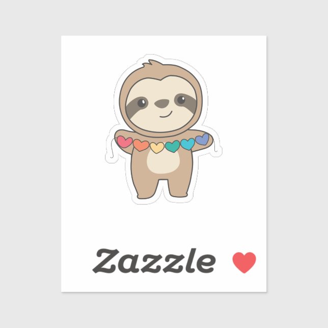 Rainbow Flag Gay Pride Lgbtq Hearts Sloth Sticker (Sheet)