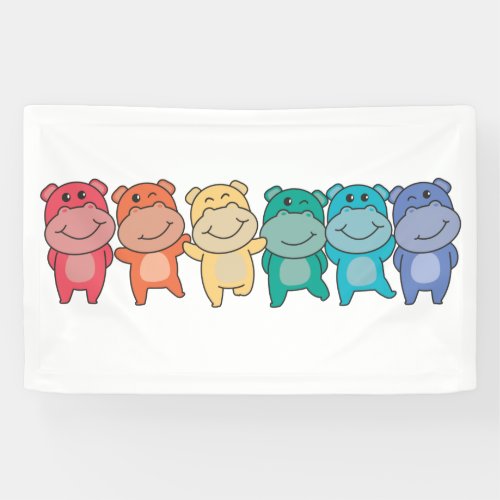 Rainbow Flag Gay Pride Lgbtq Hippo Cute Hippo Banner