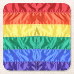 Rainbow Flag Gay Pride LGBTQ LGBT love is love Square Paper Coaster
