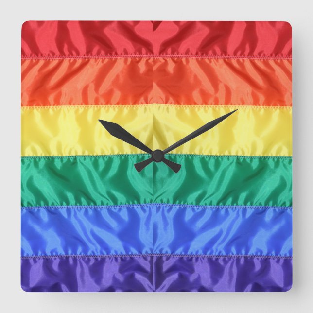Rainbow Flag Gay Pride LGBTQ LGBT love is love Square Wall Clock (Front)