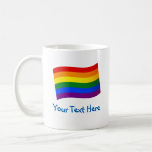 Rainbow Flag Gay Pride LGBTQ Pride custom text Coffee Mug