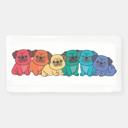 Rainbow Flag Gay Pride Lgbtq Pug Cute Dogs Banner