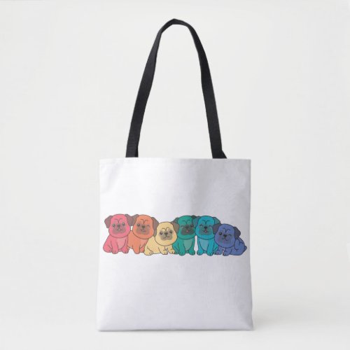 Rainbow Flag Gay Pride Lgbtq Pug Cute Dogs Tote Ba