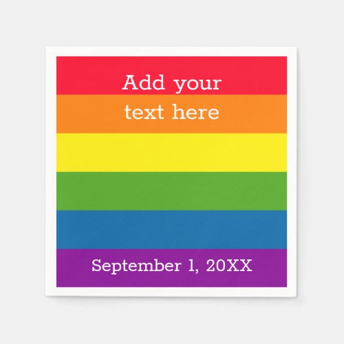 Rainbow Flag  Gay Pride  Personalized Napkins