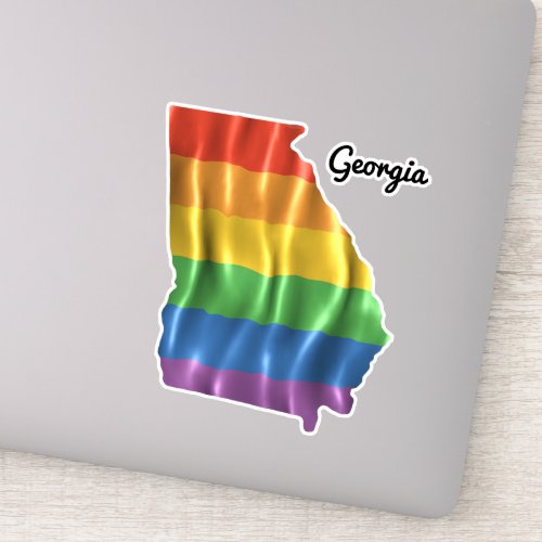Rainbow Flag Georgia GA State Outline Sticker