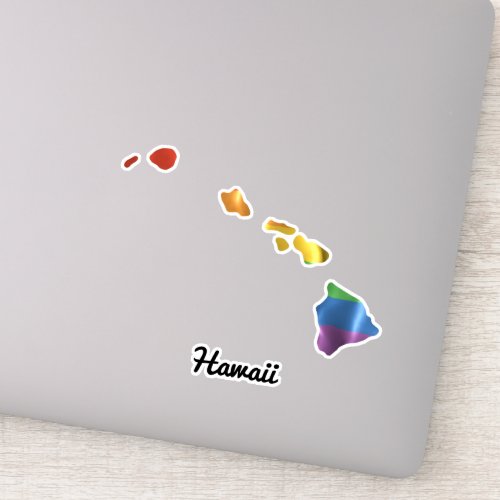 Rainbow Flag Hawaii HI State Outline Sticker