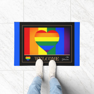 Rainbow Flag, Heart & Pride House / LGBT Doormat