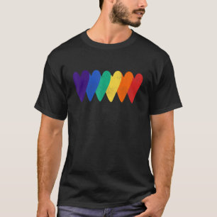 Rainbow Flag Hearts Love LGBT Gay Lesbian Bi Trans T-Shirt